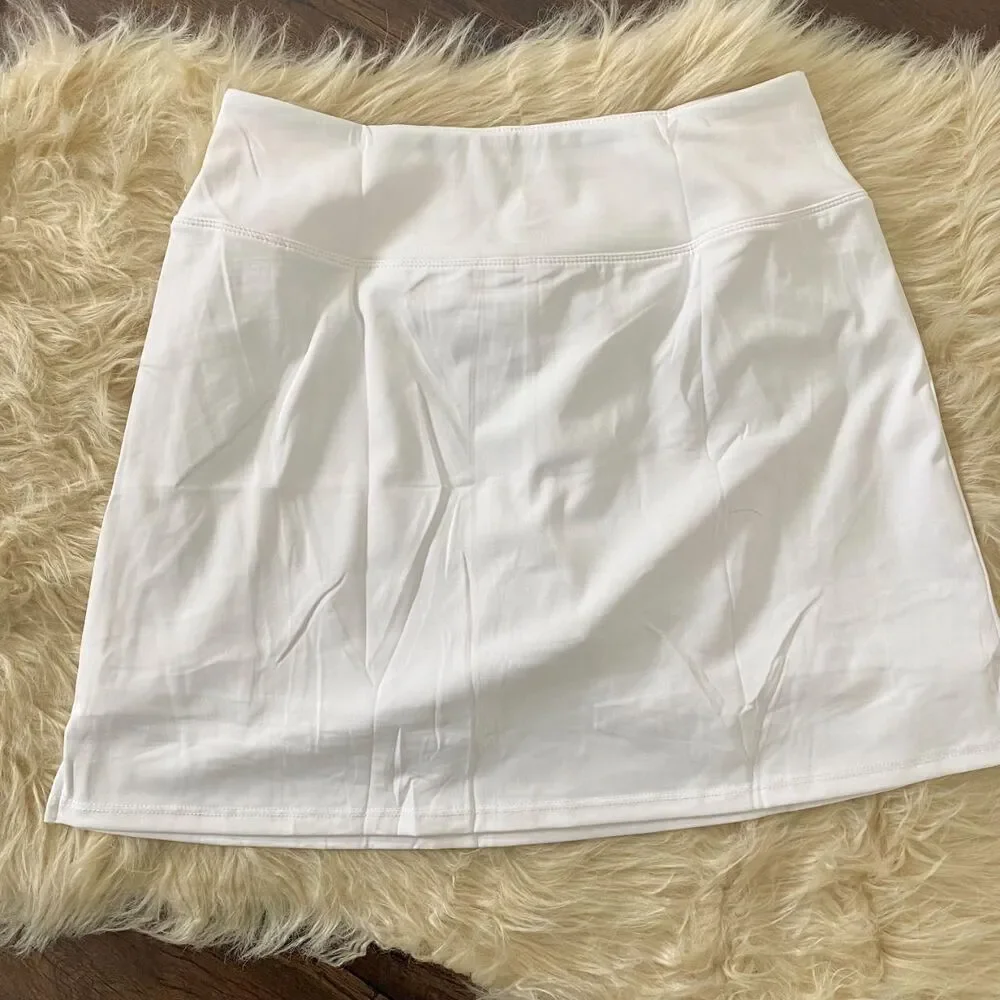 NWT White Santiny Gym Workout Mini Skirt Shorts Skort Size US M